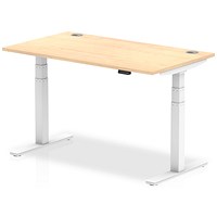 Impulse Height-adjustable Desk, White Legs, 1400mm, Maple
