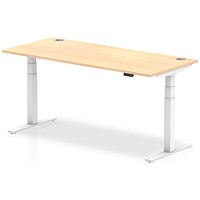 Air 1800mm Rectangular Height-Adjustable Desk, White Leg, Maple
