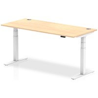 Impulse Height-adjustable Desk, White Legs, 1800mm, Maple