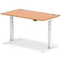 Air Height-Adjustable Desk, White Leg, 1400mm, Oak