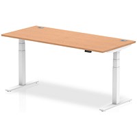 Air 1800mm Rectangular Height-Adjustable Desk, White Leg, Oak