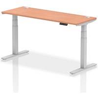 Air Height-Adjustable Slim Desk, Silver Leg, 1600mm, Beech