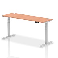Air 1800mm Slim Rectangular Height-Adjustable Desk, Silver Leg, Beech Air 1800mm Slim Rectangular Height-Adjustable Desk, Silver Leg, Beech