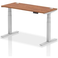 Air Height-Adjustable Slim Desk, Silver Leg, 1400mm, Walnut