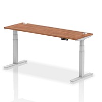 Air 1800mm Slim Rectangular Height-Adjustable Desk, Silver Leg, Walnut Air 1800mm Slim Rectangular Height-Adjustable Desk, Silver Leg, Walnut
