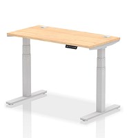 Air 1200mm Slim Rectangular Height-Adjustable Desk, Silver Leg, Maple