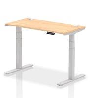 Air Height-Adjustable Slim Desk, Silver Leg, 1200mm, Maple