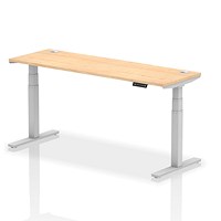 Air 1800mm Slim Rectangular Height-Adjustable Desk, Silver Leg, Maple