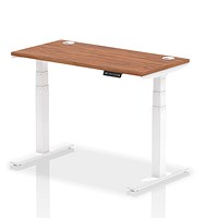 Air 1200mm Slim Rectangular Height-Adjustable Desk, White Leg, Walnut