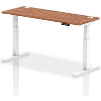 Air Height-Adjustable Slim Desk, White Leg, 1600mm, Walnut