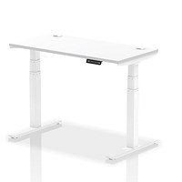 Air 1200mm Slim Rectangular Height-Adjustable Desk, White Leg, White