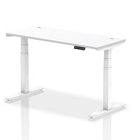 Air Height-Adjustable Slim Desk, White Leg, 1400mm, White