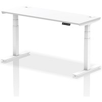 Air 1600mm Slim Rectangular Height-Adjustable Desk, White Leg, White