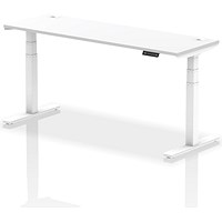 Air 1800mm Slim Rectangular Height-Adjustable Desk, White Leg, White