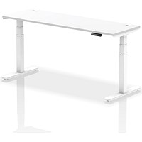 Air Height-Adjustable Slim Desk, White Leg, 1800mm, White