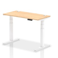 Air 1200mm Slim Rectangular Height-Adjustable Desk, White Leg, Maple