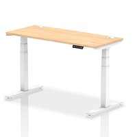 Air Height-Adjustable Slim Desk, White Leg, 1400mm, Maple