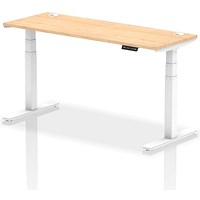 Air 1600mm Slim Rectangular Height-Adjustable Desk, White Leg, Maple