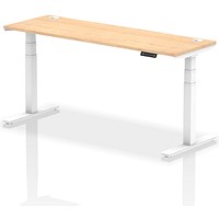 Air 1800mm Slim Rectangular Height-Adjustable Desk, White Leg, Maple