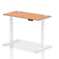 Air 1200mm Slim Rectangular Height-Adjustable Desk, White Leg, Oak