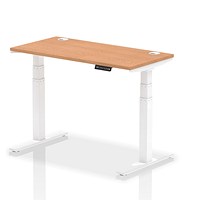 Air Height-Adjustable Slim Desk, White Leg, 1200mm, Oak