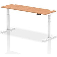 Air Height-Adjustable Slim Desk, White Leg, 1800mm, Oak