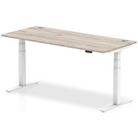 Air Height-Adjustable Desk, White Leg, 1800mm, Grey Oak