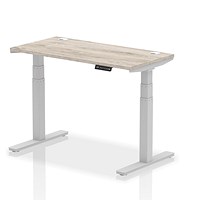 Air Height-Adjustable Slim Desk, Silver Leg, 1200mm, Grey Oak