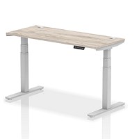 Air Height-Adjustable Slim Desk, Silver Leg, 1400mm, Grey Oak