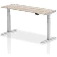 Air Height-Adjustable Slim Desk, Silver Leg, 1600mm, Grey Oak