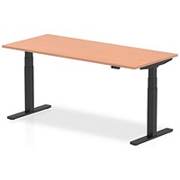Air 1800mm Rectangular Height Adjustable Desk, Black Leg, Beech