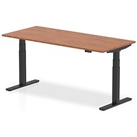 Air 1800mm Rectangular Height Adjustable Desk, Black Leg, Walnut
