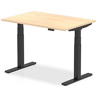 Air 1200mm Rectangular Height Adjustable Desk, Black Leg, Maple