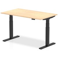 Air 1400mm Rectangular Height Adjustable Desk, Black Leg, Maple Air 1400mm Rectangular Height Adjustable Desk, Black Leg, Maple