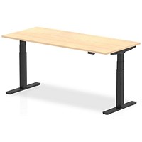 Air 1800mm Rectangular Height Adjustable Desk, Black Leg, Maple