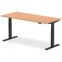 Air 1800mm Rectangular Height Adjustable Desk, Black Leg, Oak