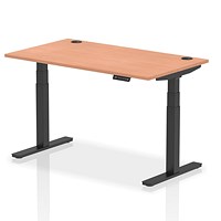 Air 1400mm Rectangular Height-Adjustable Desk, Black Leg, Beech Air 1400mm Rectangular Height-Adjustable Desk, Black Leg, Beech