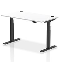 Air 1400mm Rectangular Height-Adjustable Desk, Black Leg, White Air 1400mm Rectangular Height-Adjustable Desk, Black Leg, White