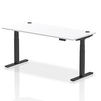Air 1800mm Rectangular Height-Adjustable Desk, Black Leg, White Air 1800mm Rectangular Height-Adjustable Desk, Black Leg, White
