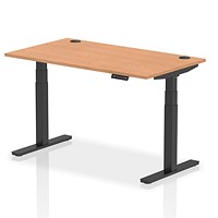 Air 1400mm Rectangular Height-Adjustable Desk, Black Leg, Oak Air 1400mm Rectangular Height-Adjustable Desk, Black Leg, Oak