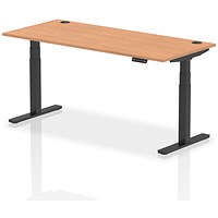 Air 1800mm Rectangular Height-Adjustable Desk, Black Leg, Oak Air 1800mm Rectangular Height-Adjustable Desk, Black Leg, Oak