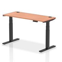 Air Height-Adjustable Slim Desk, Black Leg, 1400mm, Beech