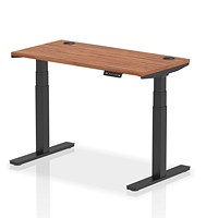 Air 1200mm Slim Rectangular Height-Adjustable Desk, Black Leg, Walnut Air 1200mm Slim Rectangular Height-Adjustable Desk, Black Leg, Walnut