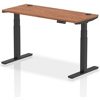 Air 1400mm Slim Rectangular Height-Adjustable Desk, Black Leg, Walnut Air 1400mm Slim Rectangular Height-Adjustable Desk, Black Leg, Walnut