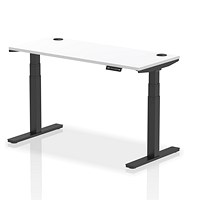 Air 1400mm Slim Rectangular Height-Adjustable Desk, Black Leg, White Air 1400mm Slim Rectangular Height-Adjustable Desk, Black Leg, White