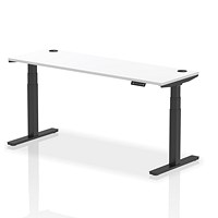 Air 1800mm Slim Rectangular Height-Adjustable Desk, Black Leg, White Air 1800mm Slim Rectangular Height-Adjustable Desk, Black Leg, White