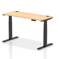 Air 1400mm Slim Rectangular Height-Adjustable Desk, Black Leg, Maple Air 1400mm Slim Rectangular Height-Adjustable Desk, Black Leg, Maple