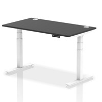 Air Height-Adjustable Desk, White Leg, 1400mm, Black