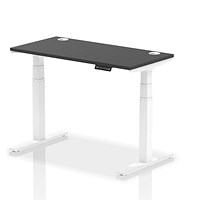 Air Height-Adjustable Slim Desk, White Leg, 1200mm, Black