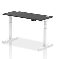 Air Height-Adjustable Slim Desk, White Leg, 1400mm, Black